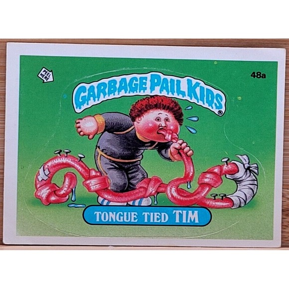 1985 TOPPS GARBAGE PAIL KIDS TONGUE TIED TIM MULTIPLE WHITE DOT ERROR